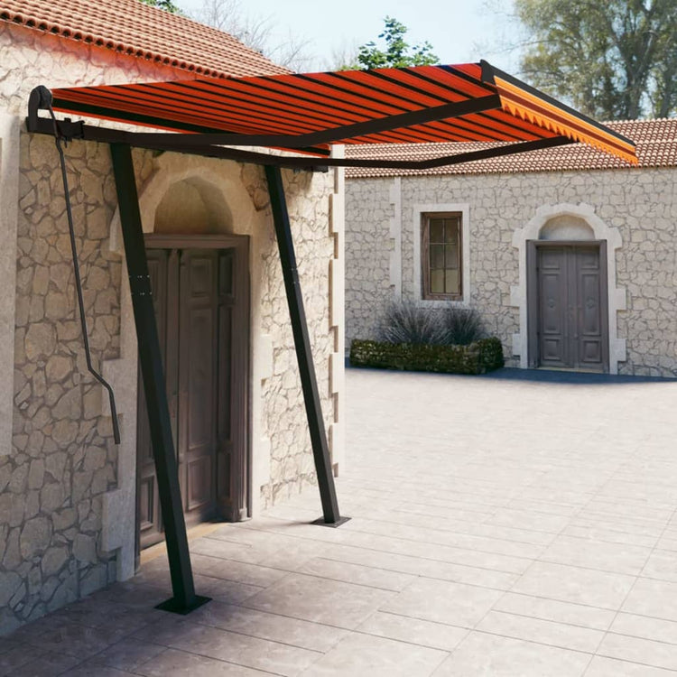 Vidaxl Luifel extensible manuellement avec des poteaux 3x2,5 m orange et brun