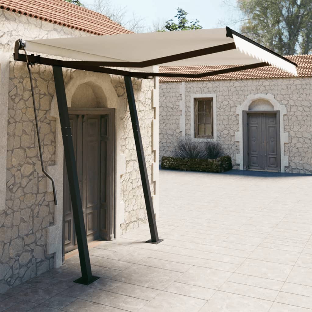 Vidaxl Luifel a automatiquement extensible avec des poteaux 3x2,5 M CRAME -COLORES