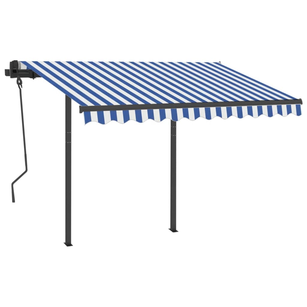 Vidaxl Luifel automatique avec led et capteur de vent 3x2,5 m bleu et blanc