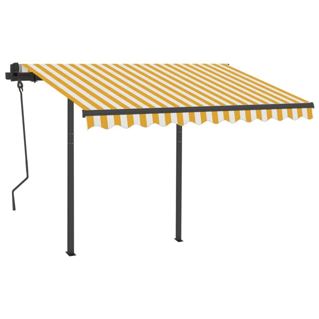 Vidaxl luifel automatique avec led et capteur de vent 3x2,5 m jaune et blanc
