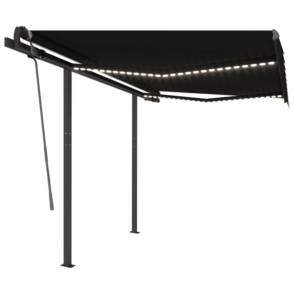 Vidaxl luifel automatique avec led et capteur de vent 3x2,5 m couleur anthracite