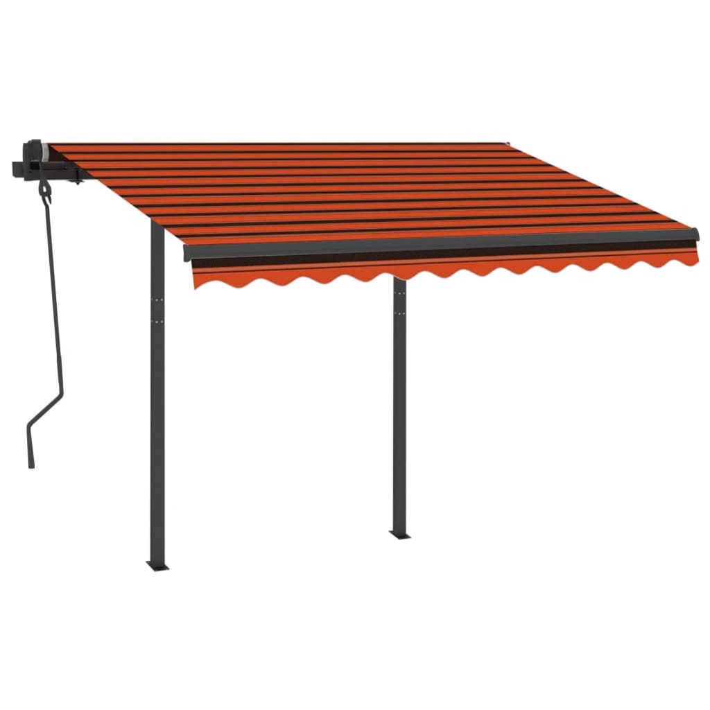 Vidaxl luifel automatique avec led et capteur de vent 3x2,5 m brun orange
