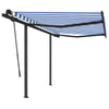 Vidaxl Luifel extensible manuellement avec des poteaux de 3,5 x 2,5 m bleu et blanc