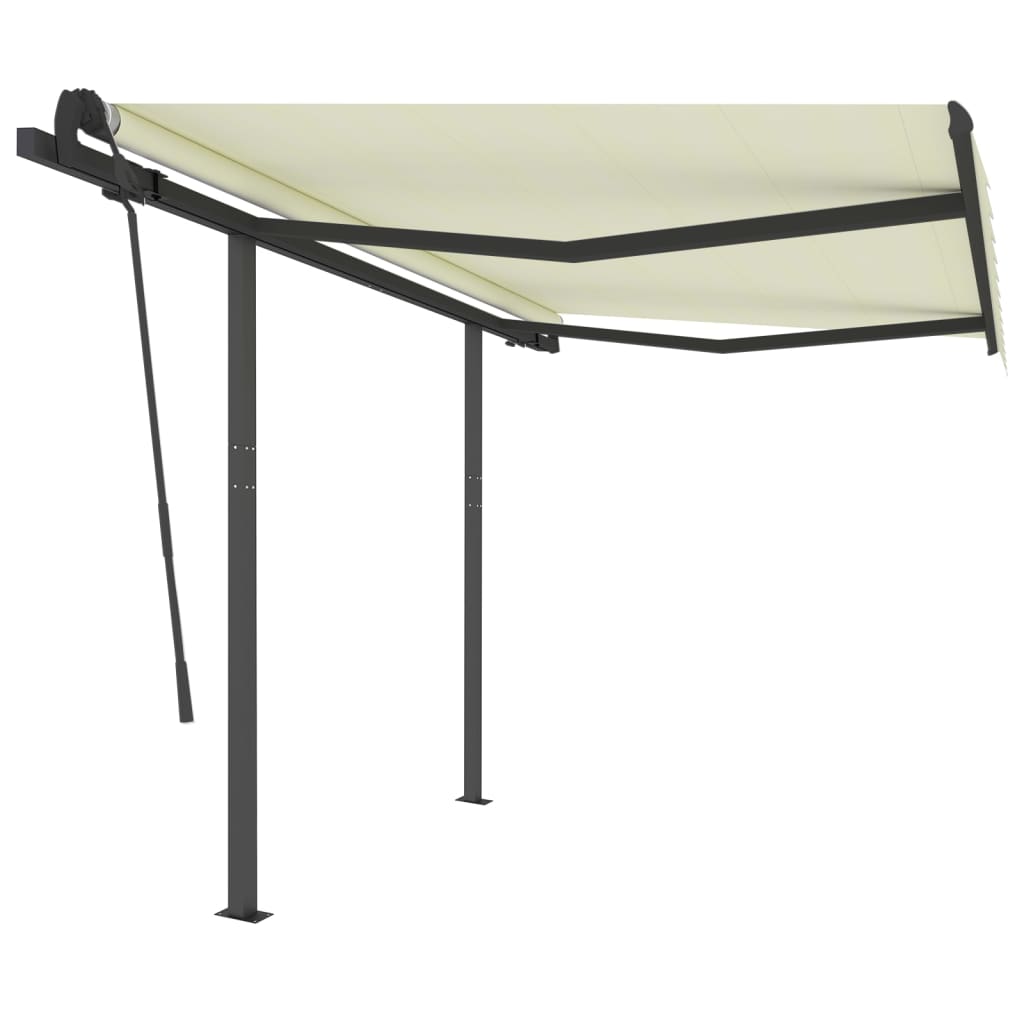Vidaxl Luifel extensible manuellement avec des poteaux de 3,5x2,5 m crème -colored