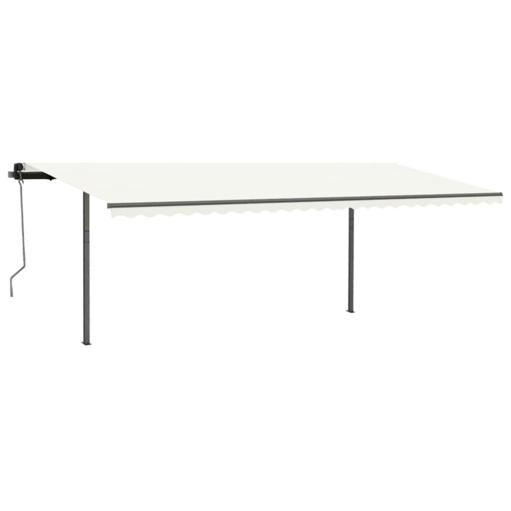 Vidaxl Luifel extensible manuellement avec des poteaux de 3,5x2,5 m crème -colored