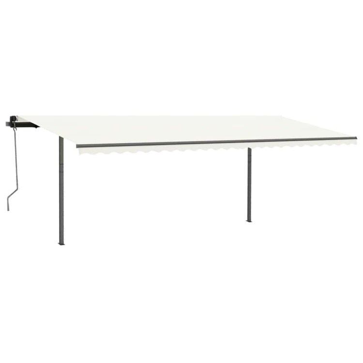 Vidaxl Luifel extensible manuellement avec des poteaux de 3,5x2,5 m crème -colored