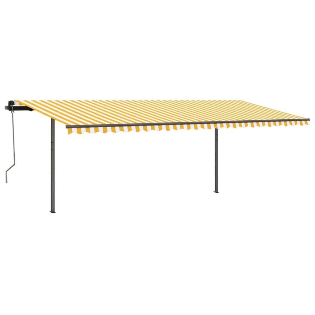 Vidaxl Luifel extensible manuellement avec des poteaux de 3,5 x 2,5 m jaune et blanc