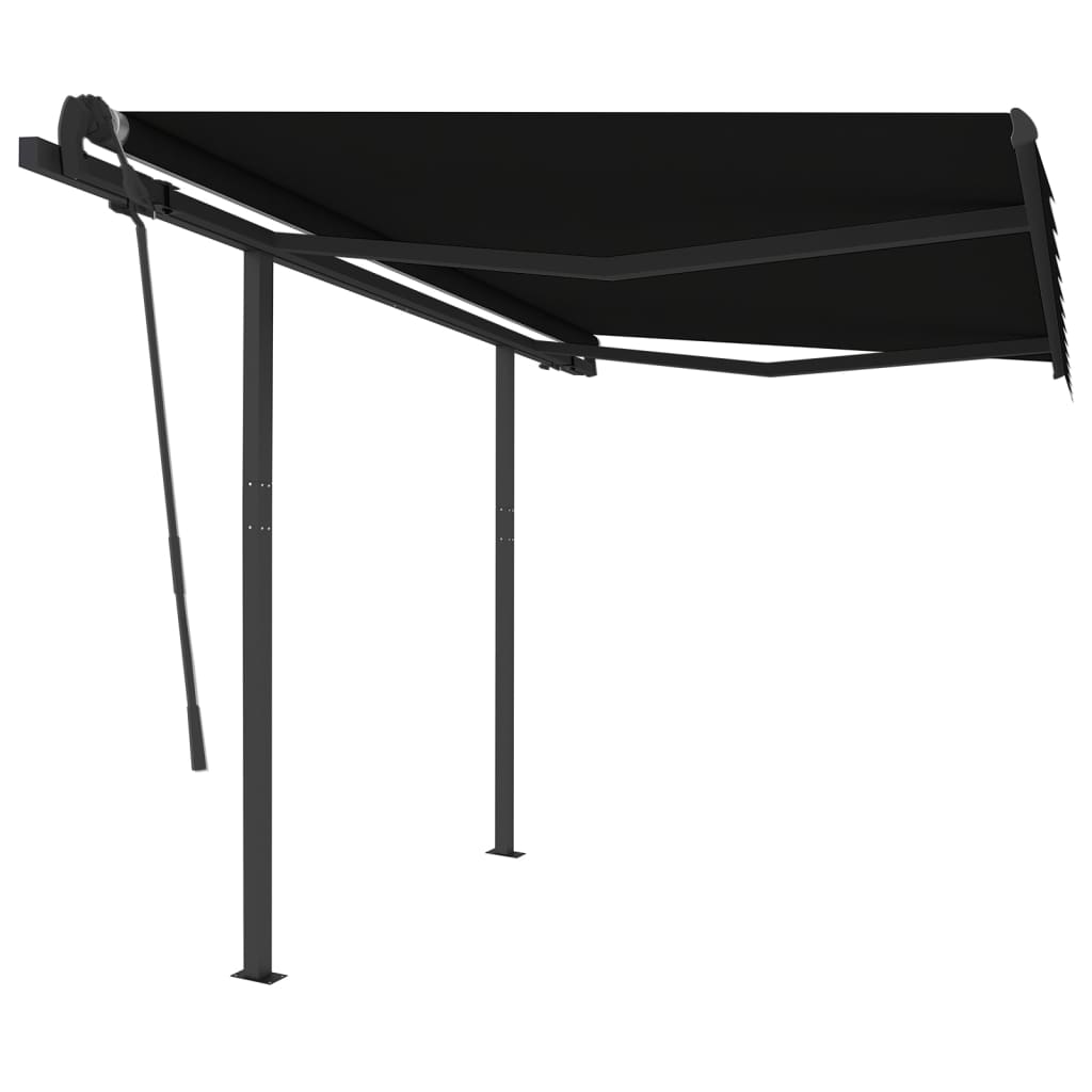 Vidaxl Luifel extensible manuellement avec des poteaux de couleur anthracite de 3,5 x 2,5 m
