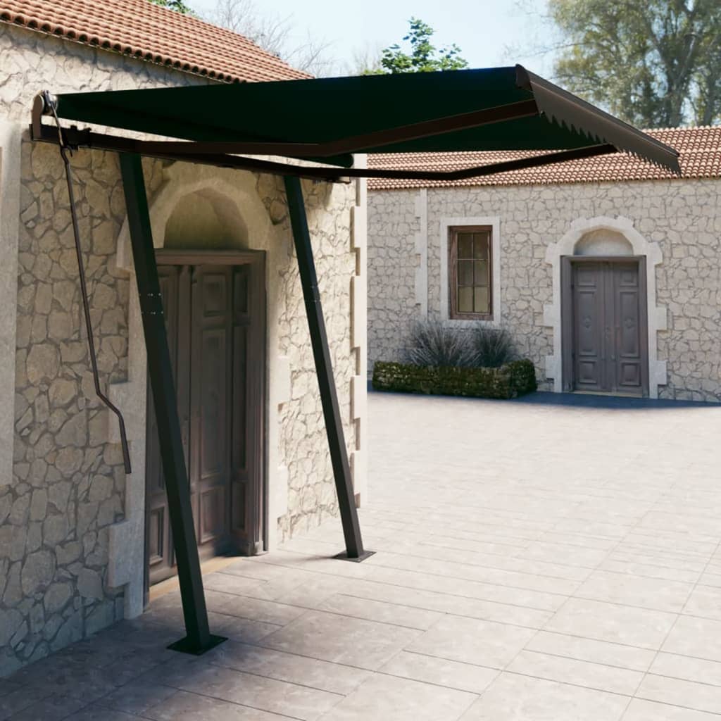 Vidaxl Luifel extensible manuellement avec des poteaux de couleur anthracite de 3,5 x 2,5 m