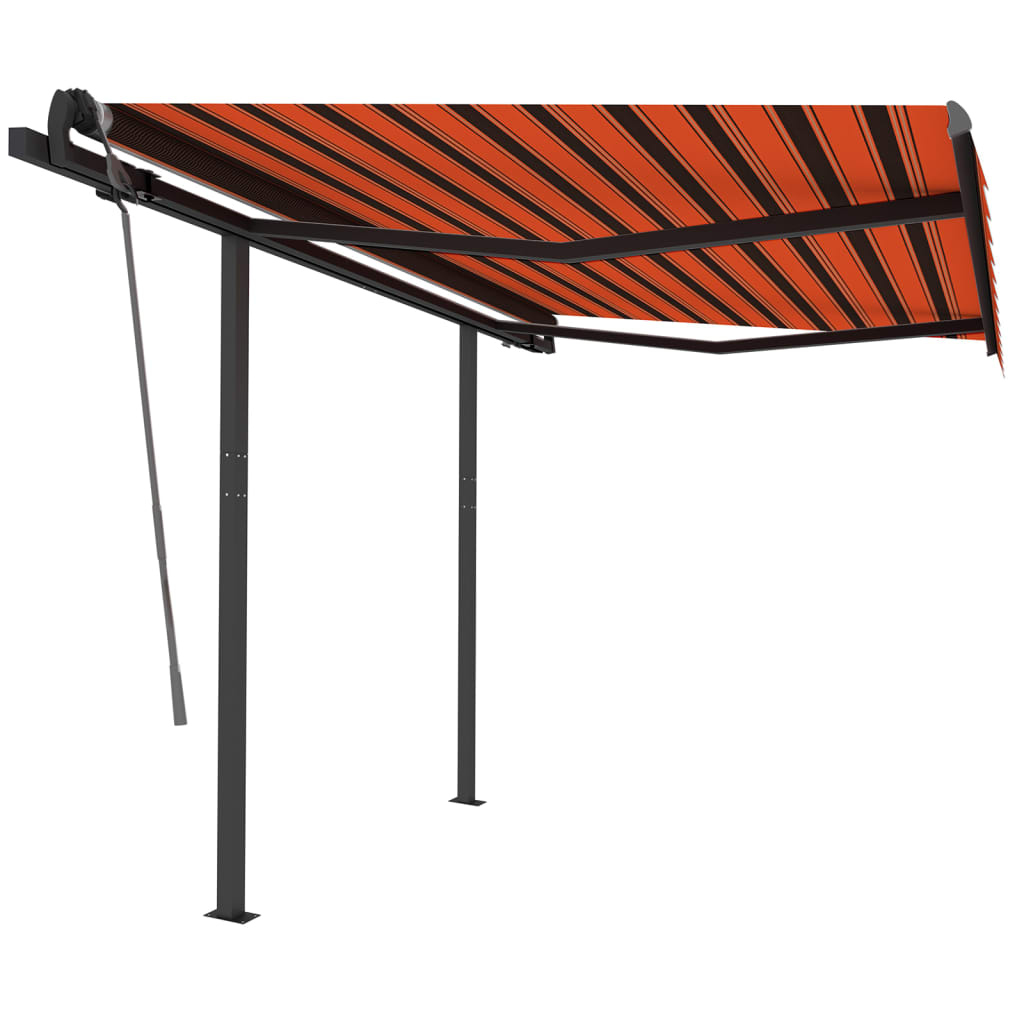 Vidaxl Luifel extensible manuellement avec des poteaux de 3,5 x 2,5 m brun orange