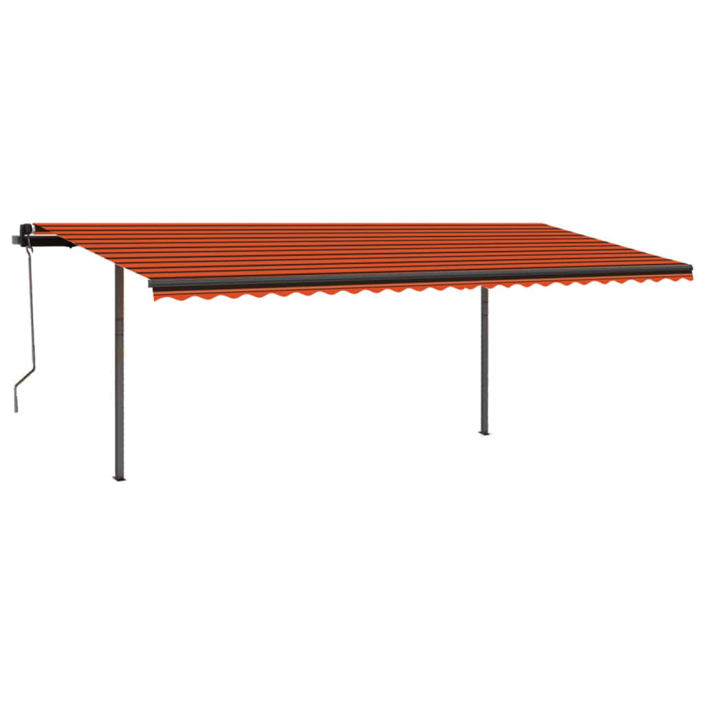 Vidaxl Luifel extensible manuellement avec des poteaux de 3,5 x 2,5 m brun orange