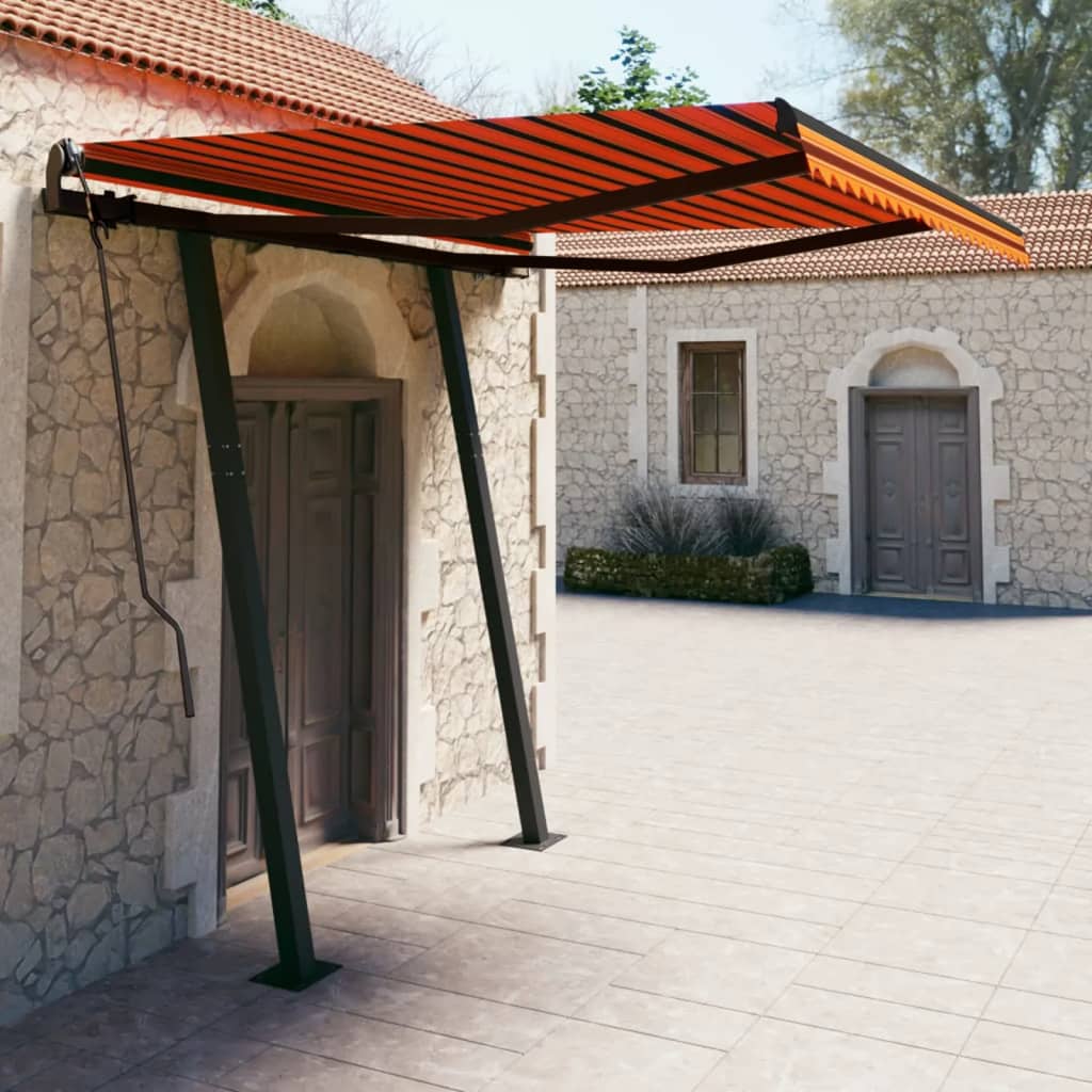 Vidaxl Luifel extensible manuellement avec des poteaux de 3,5 x 2,5 m brun orange