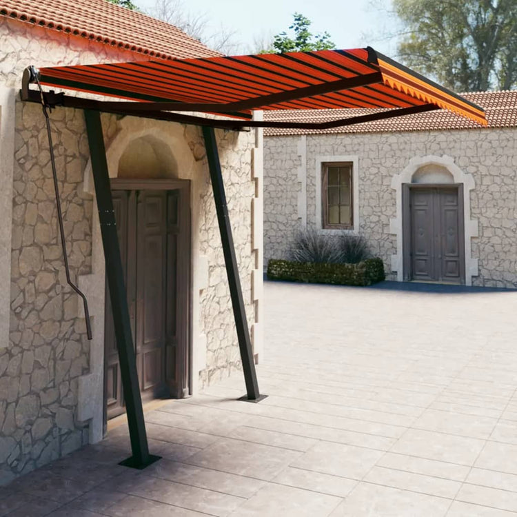 Vidaxl Luifel extensible manuellement avec des poteaux de 3,5 x 2,5 m brun orange