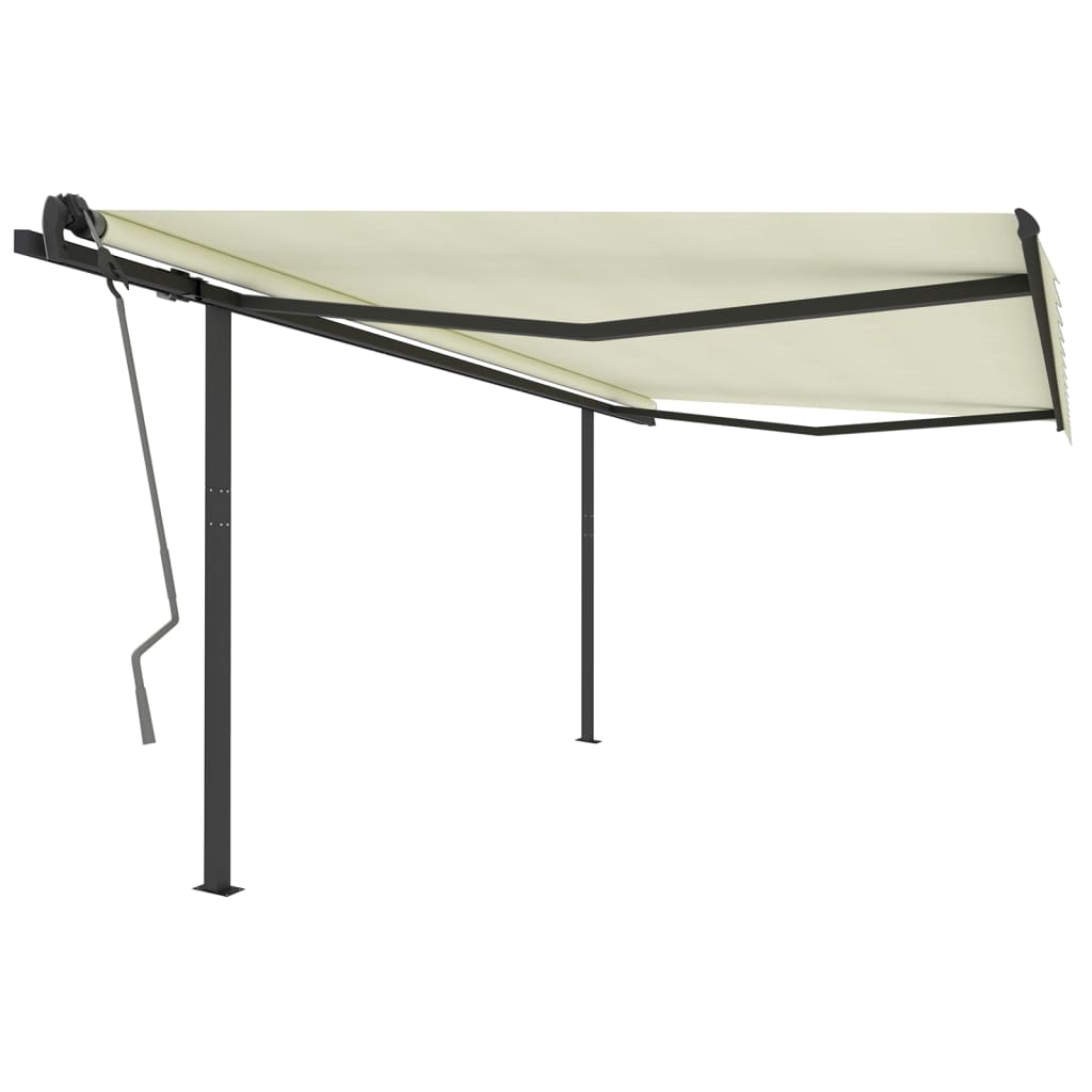 Vidaxl luifel extensible manuellement avec des poteaux 4x3 m crème -colored