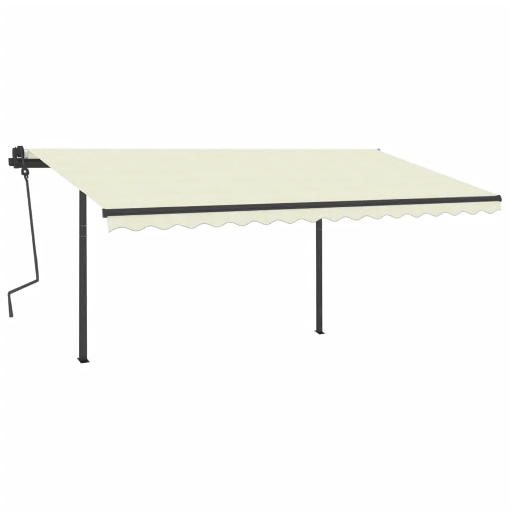 Vidaxl luifel extensible manuellement avec des poteaux 4x3 m crème -colored