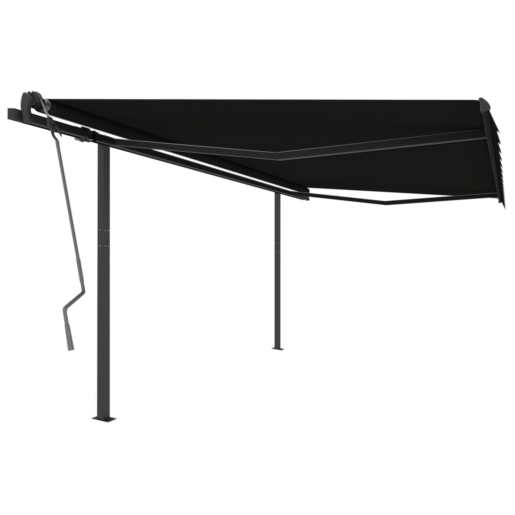 Vidaxl luifel extensible manuellement avec des poteaux 4x3 m anthracite -colored
