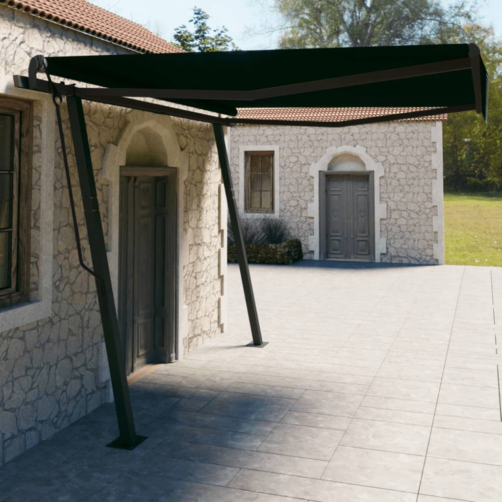 Vidaxl luifel extensible manuellement avec des poteaux 4x3 m anthracite -colored