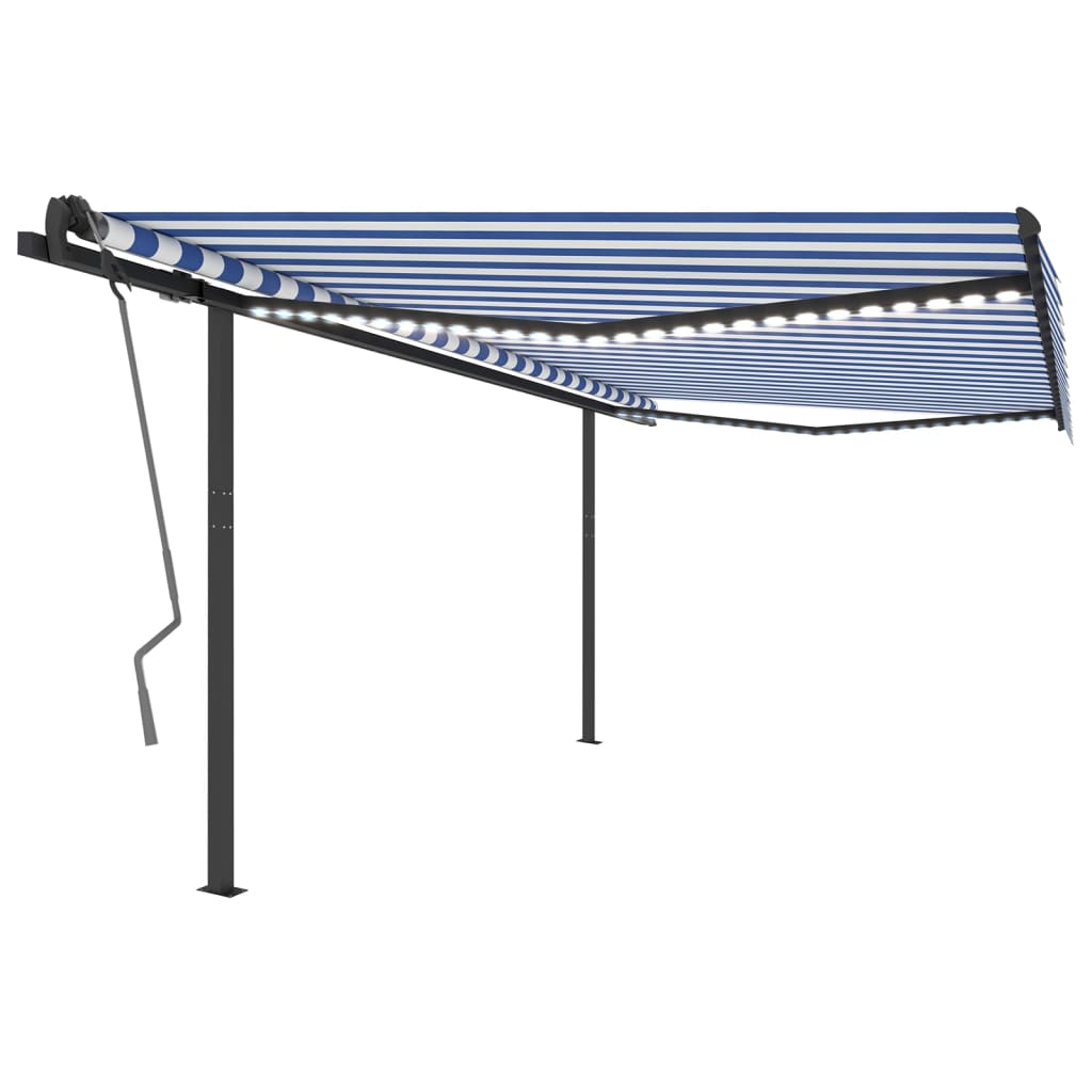 Vidaxl luifel extensible manuellement avec LED 4x3 m bleu et blanc