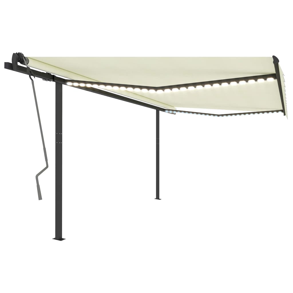 Vidaxl Luifel extensible manuellement avec LED 4x3 M Cream -Colored