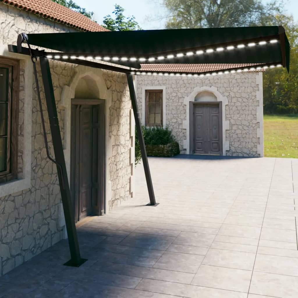 Vidaxl Luifel extensible manuellement avec une anthracite LED 4x3 m