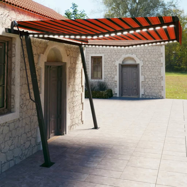 Vidaxl luifel extensible manuellement avec LED 4x3 m orange et marron