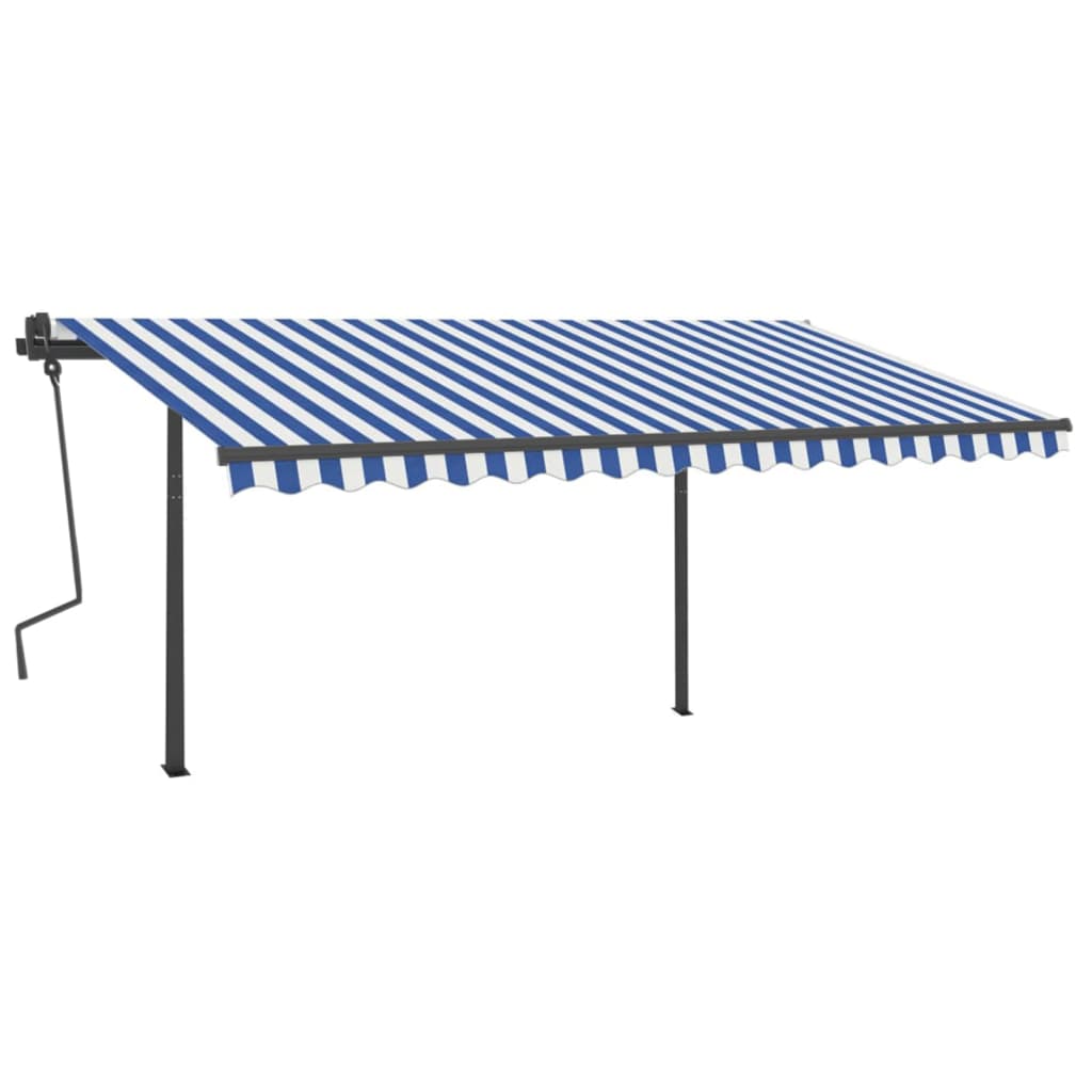 Vidaxl luifel automatique avec led et capteur de vent 4x3 m bleu et blanc