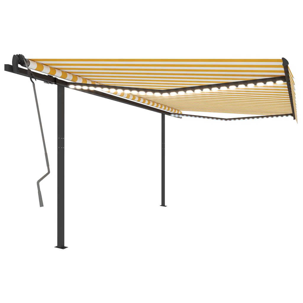Vidaxl luifel automatique avec led et capteur de vent 4x3 m jaune et blanc