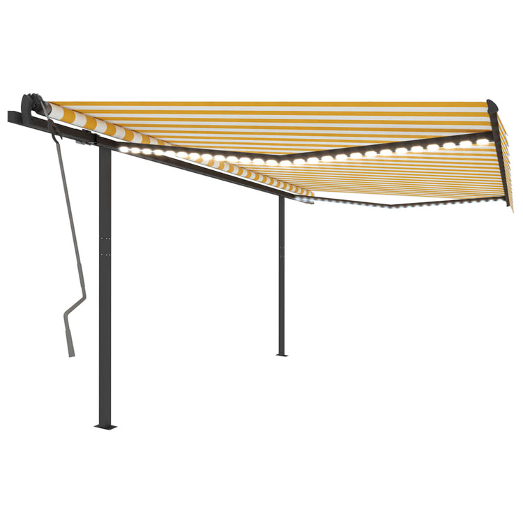 Vidaxl luifel automatique avec led et capteur de vent 4x3 m jaune et blanc