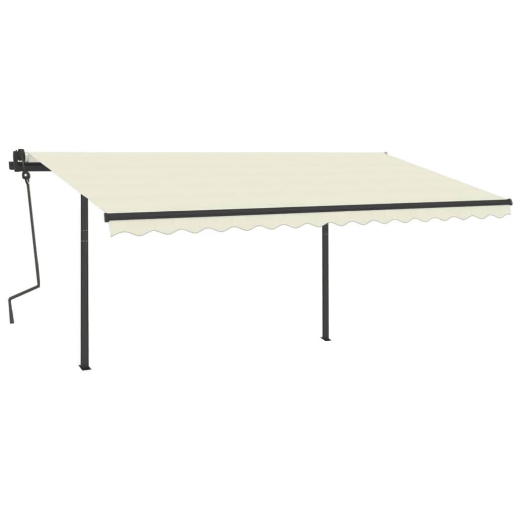 Vidaxl Luifel a automatiquement extensible avec des poteaux 4,5x3 M Crème -Colored
