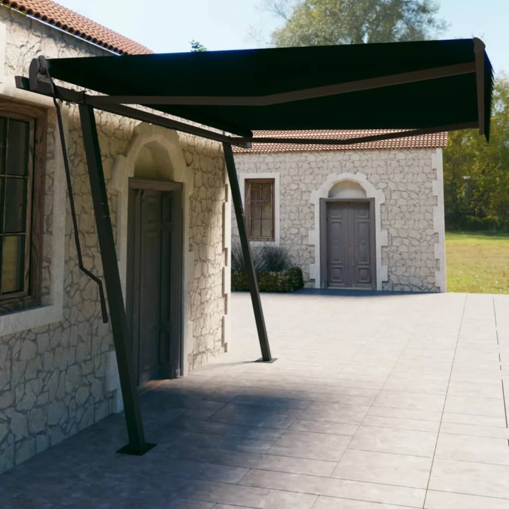 Vidaxl Luifel a automatiquement extensible avec des poteaux de couleur anthracite de 4,5x3 m