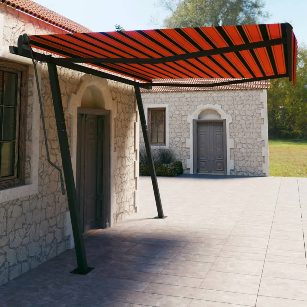 Vidaxl Luifel a automatiquement extensible avec des poteaux de 4,5x3 m brun orange