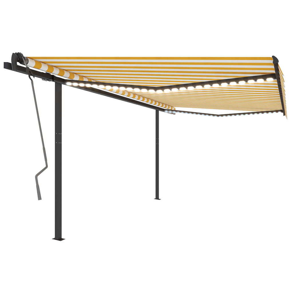 Vidaxl Luifel automatique avec led et capteur de vent 4,5x3 m jaune et blanc