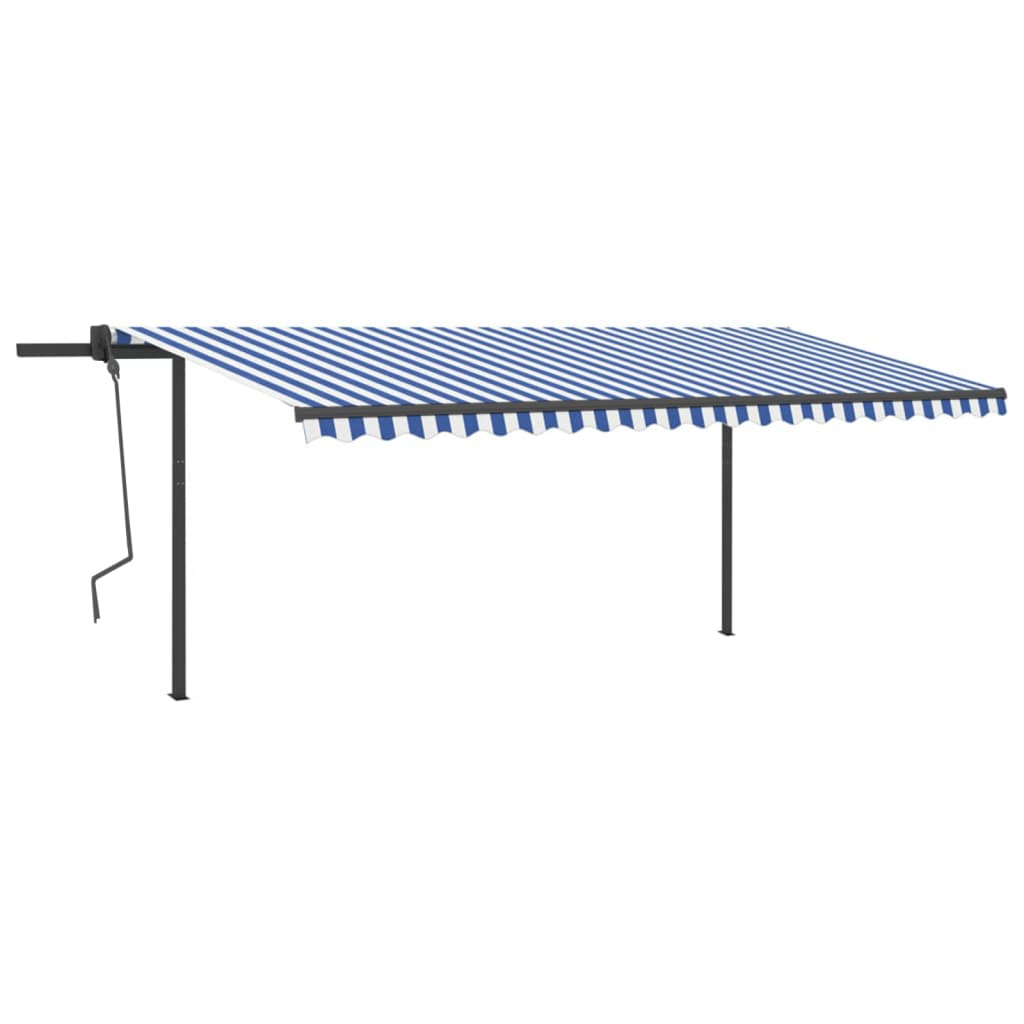 Vidaxl Luifel extensible manuellement avec des poteaux 5x3 m bleu et blanc