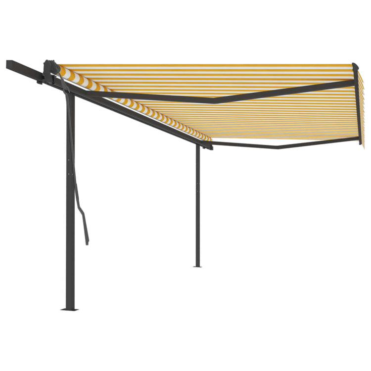 Vidaxl luifel extensible manuellement avec des poteaux 5x3 m jaune et blanc