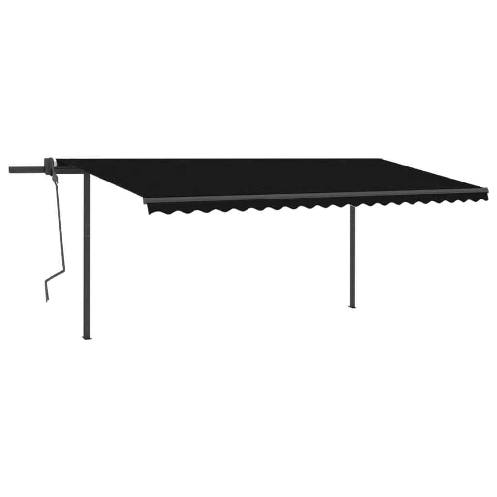 Vidaxl luifel extensible manuellement avec des poteaux 5x3 m anthracite -colored