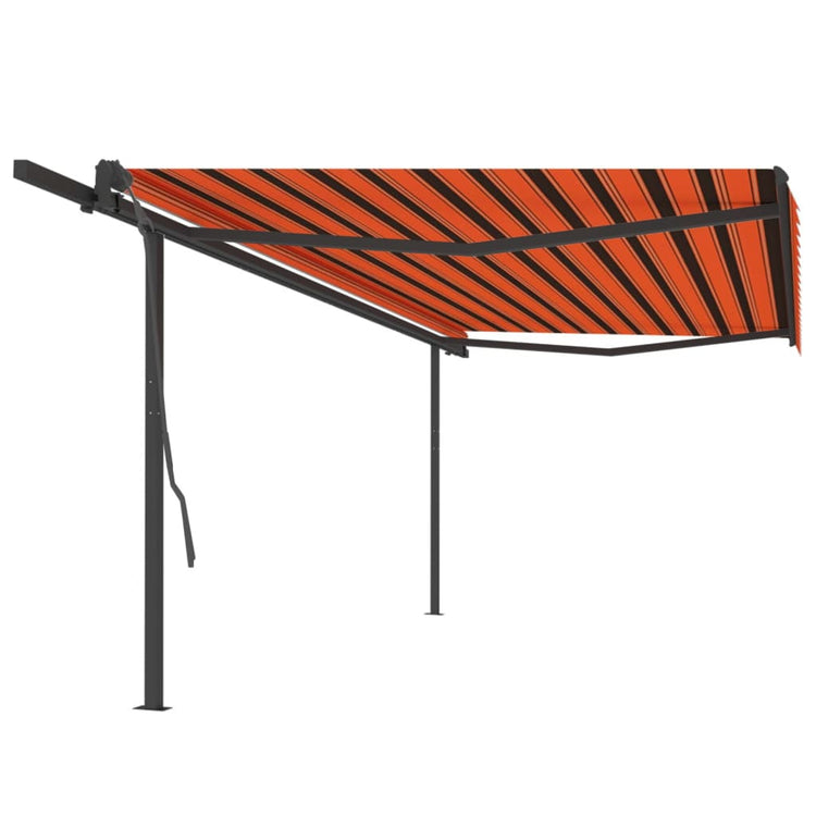 Vidaxl Luifel extensible manuellement avec des poteaux 5x3 m orange et brun