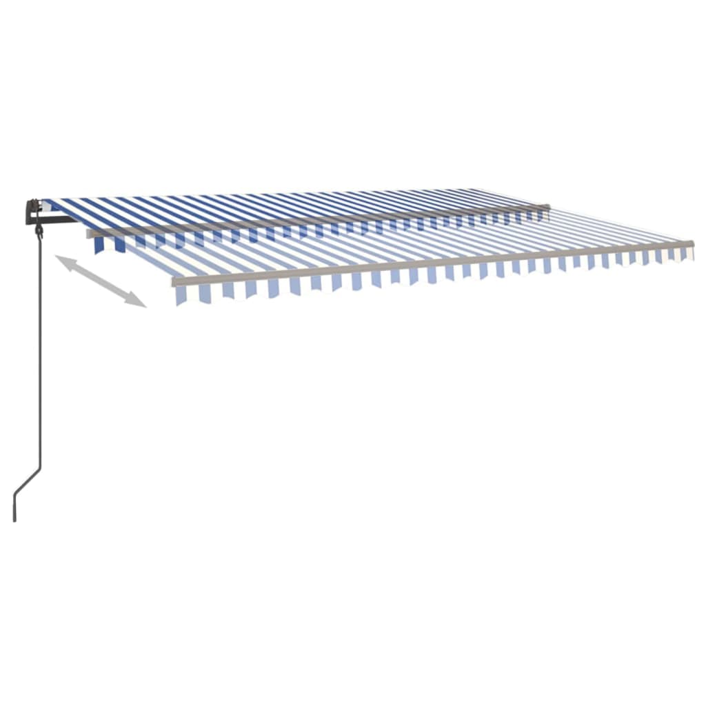 Vidaxl luifel extensible manuellement avec LED 5x3 m bleu et blanc