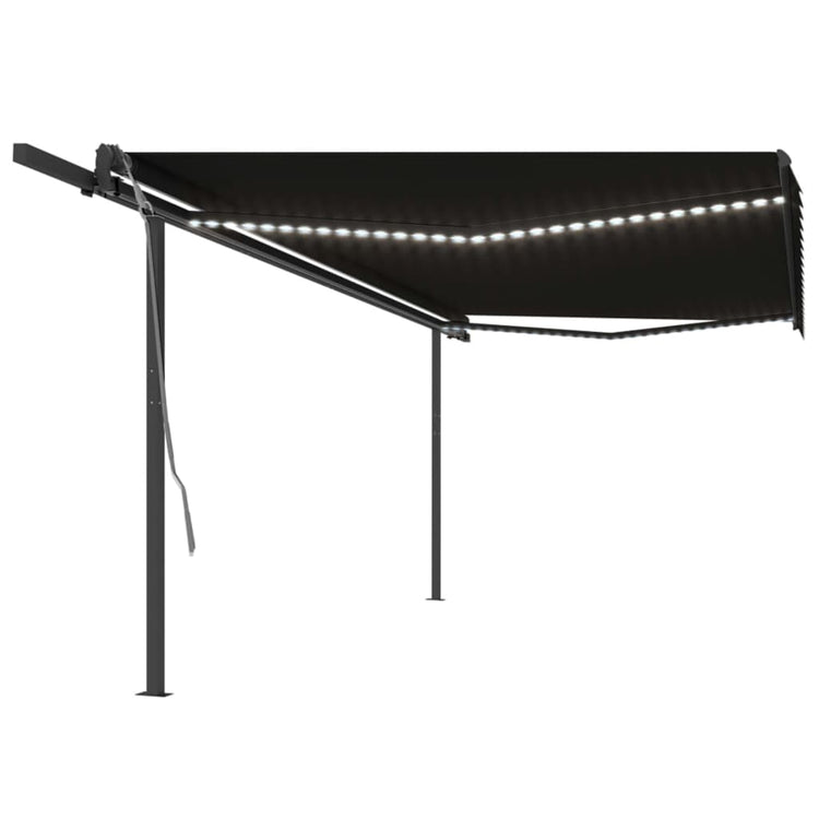 Vidaxl Luifel extensible manuellement avec un LED 5x3 M anthracite -colored