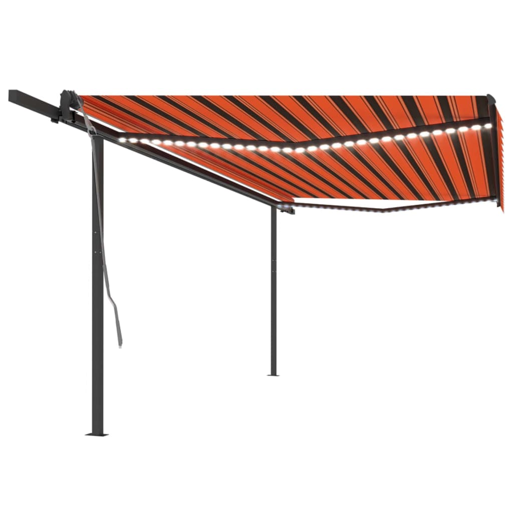 Vidaxl luifel extensible manuellement avec LED 5x3 m orange et marron