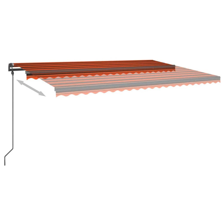 Vidaxl luifel extensible manuellement avec LED 5x3 m orange et marron
