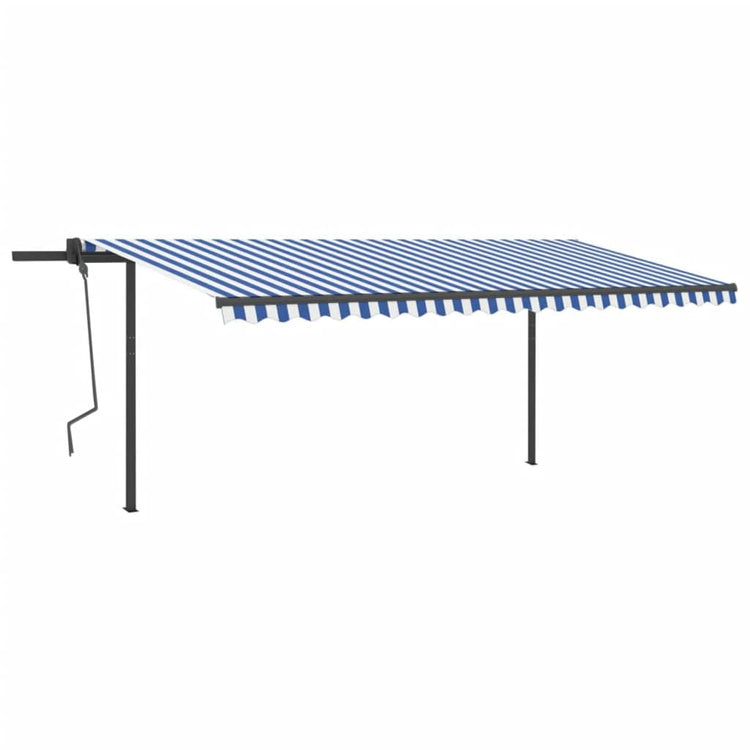 Vidaxl Luifel a automatiquement extensible avec des poteaux de 5x3 m bleu et blanc