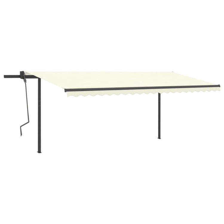 Vidaxl Luifel a automatiquement extensible avec des poteaux 5x3 M Cream -Colored