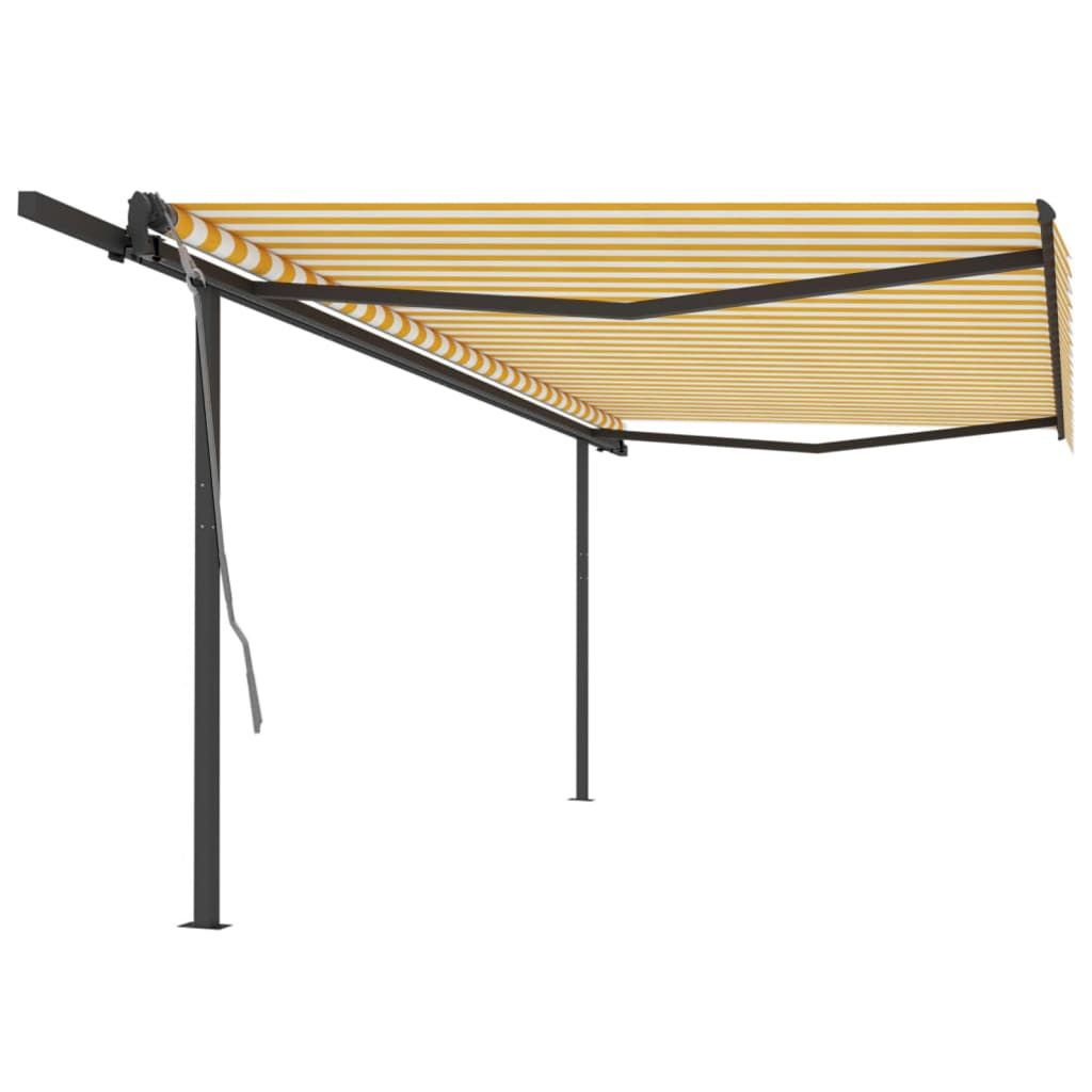 Vidaxl Luifel a automatiquement extensible avec des poteaux de 5x3 m jaune et blanc