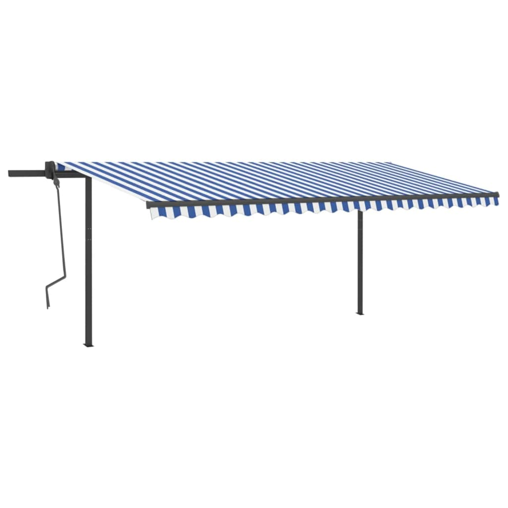 Vidaxl luifel automatique avec led et capteur de vent 5x3 m bleu et blanc