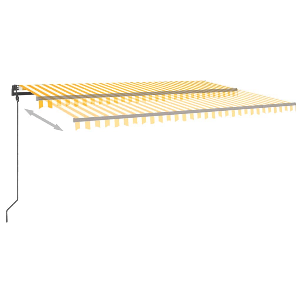 Vidaxl luifel automatique avec led et capteur de vent 5x3 m jaune et blanc