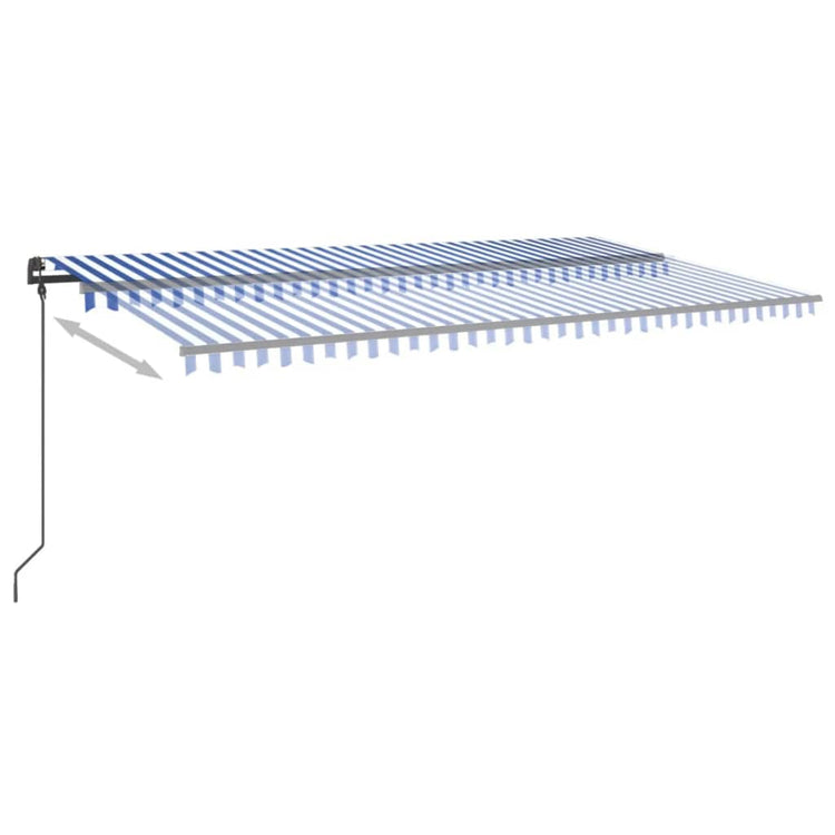 Vidaxl Luifel extensible manuellement avec des poteaux 6x3 m bleu et blanc