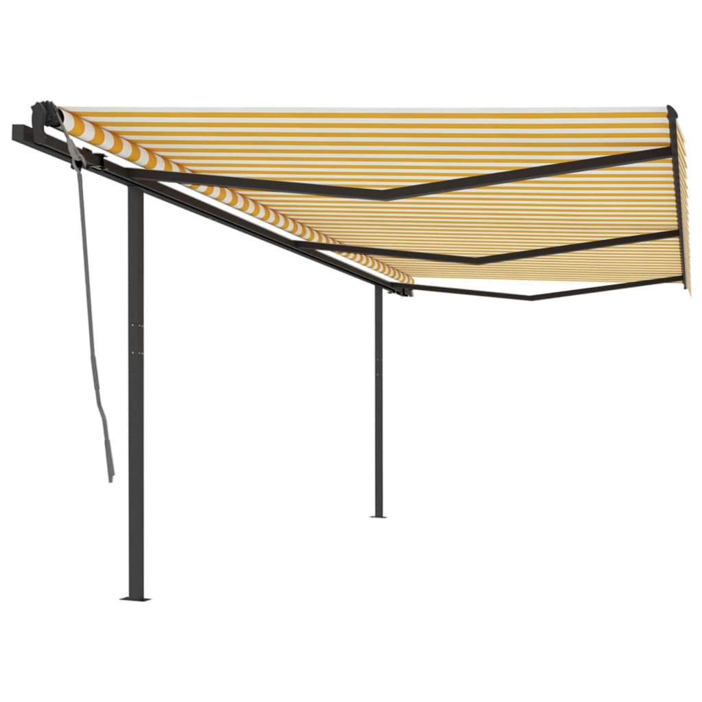 Vidaxl luifel extensible manuellement avec des poteaux 6x3 m jaune et blanc