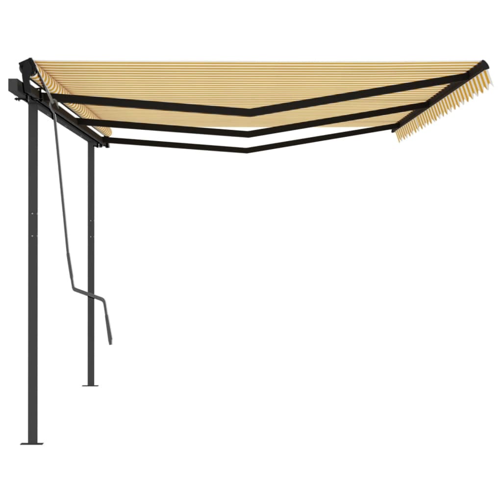 Vidaxl luifel extensible manuellement avec des poteaux 6x3 m jaune et blanc