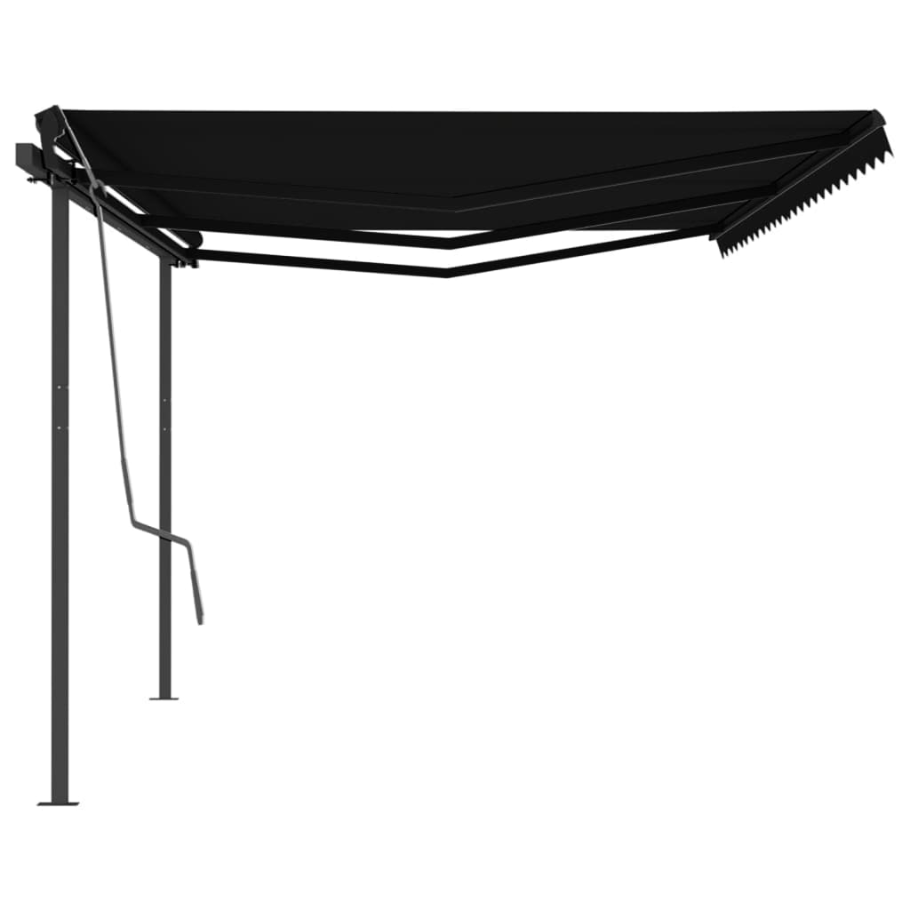 Vidaxl luifel extensible manuellement avec des poteaux 6x3 m anthracite -colored