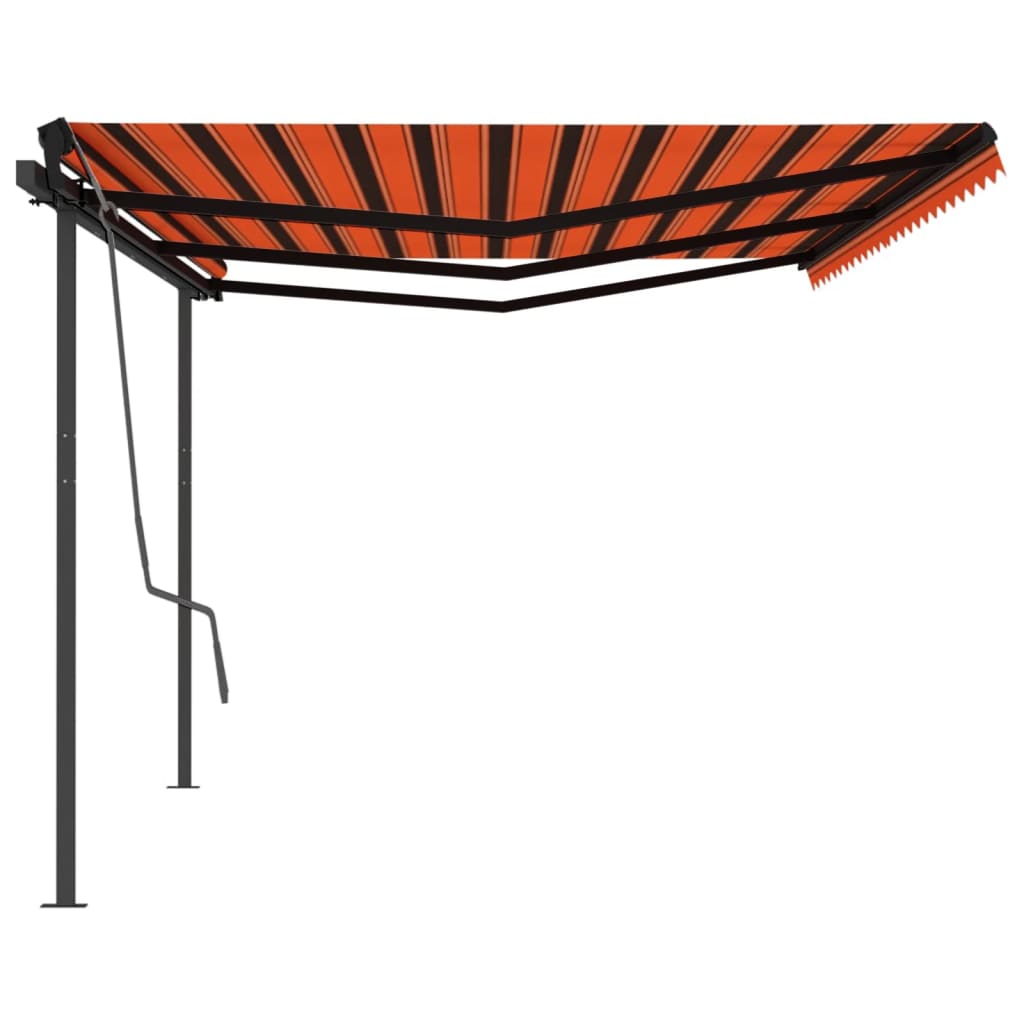 Vidaxl luifel extensible manuellement avec des poteaux 6x3 m orange et brun